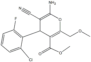 methyl 6-amino-4-(2-chloro-6-fluorophenyl)-5-cyano-2-(methoxymethyl)-4H-pyran-3-carboxylate 结构式