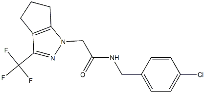 N-[(4-chlorophenyl)methyl]-2-(3-(trifluoromethyl)-5,6-dihydrocyclopenta[c]pyrazol-1(4H)-yl)acetamide 结构式