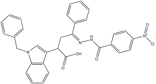 2-(1-benzyl-1H-indol-3-yl)-4-({4-nitrobenzoyl}hydrazono)-4-phenylbutanoic acid 结构式