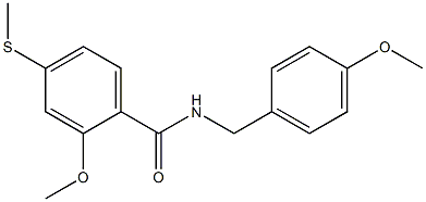 2-methoxy-N-(4-methoxybenzyl)-4-(methylsulfanyl)benzamide 结构式