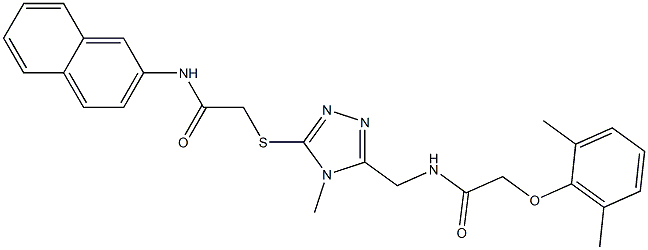 2-(2,6-dimethylphenoxy)-N-[(4-methyl-5-{[2-(2-naphthylamino)-2-oxoethyl]sulfanyl}-4H-1,2,4-triazol-3-yl)methyl]acetamide 结构式