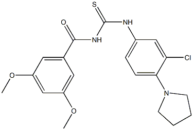 N-[3-chloro-4-(1-pyrrolidinyl)phenyl]-N'-(3,5-dimethoxybenzoyl)thiourea 结构式