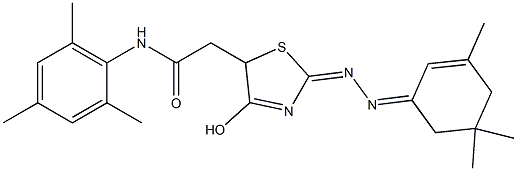 2-{4-hydroxy-2-[(3,5,5-trimethyl-2-cyclohexen-1-ylidene)hydrazono]-2,5-dihydro-1,3-thiazol-5-yl}-N-mesitylacetamide 结构式