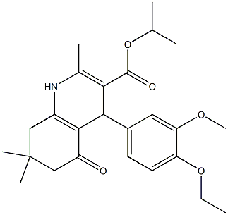 isopropyl 4-(4-ethoxy-3-methoxyphenyl)-2,7,7-trimethyl-5-oxo-1,4,5,6,7,8-hexahydro-3-quinolinecarboxylate 结构式