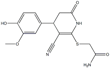 2-{[3-cyano-4-(4-hydroxy-3-methoxyphenyl)-6-oxo-1,4,5,6-tetrahydro-2-pyridinyl]sulfanyl}acetamide 结构式
