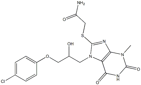 2-[(7-{3-[(4-chlorophenyl)oxy]-2-hydroxypropyl}-3-methyl-2,6-dioxo-2,3,6,7-tetrahydro-1H-purin-8-yl)sulfanyl]acetamide 结构式
