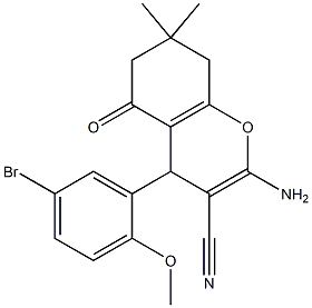 2-amino-4-(5-bromo-2-methoxyphenyl)-7,7-dimethyl-5-oxo-5,6,7,8-tetrahydro-4H-chromene-3-carbonitrile 结构式