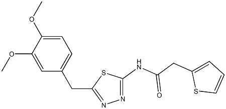 N-[5-(3,4-dimethoxybenzyl)-1,3,4-thiadiazol-2-yl]-2-(2-thienyl)acetamide 结构式