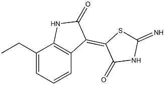 7-ethyl-3-(2-imino-4-oxo-1,3-thiazolidin-5-ylidene)-1,3-dihydro-2H-indol-2-one 结构式