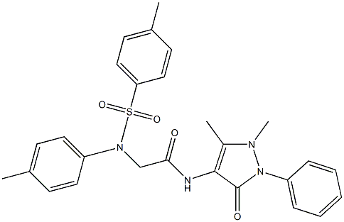 N-(1,5-dimethyl-3-oxo-2-phenyl-2,3-dihydro-1H-pyrazol-4-yl)-2-{4-methyl[(4-methylphenyl)sulfonyl]anilino}acetamide 结构式