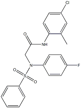 N-(4-chloro-2-methylphenyl)-2-[(4-fluorophenyl)(phenylsulfonyl)amino]acetamide 结构式