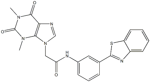 N-[3-(1,3-benzothiazol-2-yl)phenyl]-2-(1,3-dimethyl-2,6-dioxo-1,2,3,6-tetrahydro-9H-purin-9-yl)acetamide 结构式