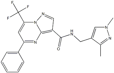 N-[(1,3-dimethyl-1H-pyrazol-4-yl)methyl]-5-phenyl-7-(trifluoromethyl)pyrazolo[1,5-a]pyrimidine-3-carboxamide 结构式