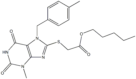 pentyl {[3-methyl-7-(4-methylbenzyl)-2,6-dioxo-2,3,6,7-tetrahydro-1H-purin-8-yl]sulfanyl}acetate 结构式