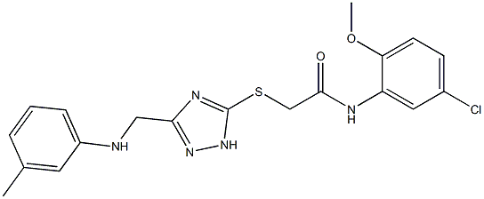 N-(5-chloro-2-methoxyphenyl)-2-{[3-(3-toluidinomethyl)-1H-1,2,4-triazol-5-yl]sulfanyl}acetamide 结构式