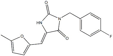 3-(4-fluorobenzyl)-5-[(5-methyl-2-furyl)methylene]imidazolidine-2,4-dione 结构式