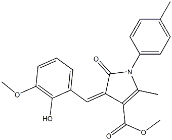 methyl 4-(2-hydroxy-3-methoxybenzylidene)-2-methyl-1-(4-methylphenyl)-5-oxo-4,5-dihydro-1H-pyrrole-3-carboxylate 结构式