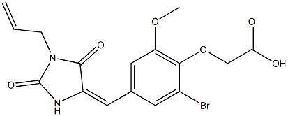 {4-[(1-allyl-2,5-dioxo-4-imidazolidinylidene)methyl]-2-bromo-6-methoxyphenoxy}acetic acid 结构式