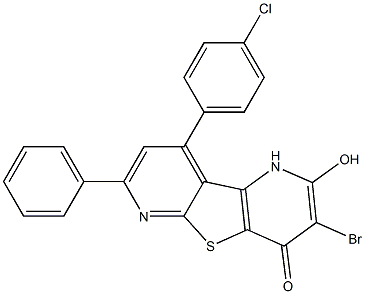 3-bromo-9-(4-chlorophenyl)-2-hydroxy-7-phenylpyrido[2',3':4,5]thieno[2,3-b]pyridin-4(1H)-one 结构式