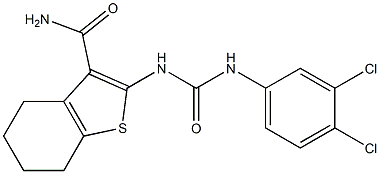 2-{[(3,4-dichloroanilino)carbonyl]amino}-4,5,6,7-tetrahydro-1-benzothiophene-3-carboxamide 结构式