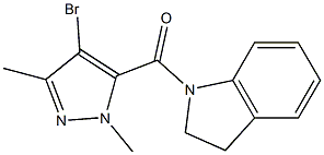 1-[(4-bromo-1,3-dimethyl-1H-pyrazol-5-yl)carbonyl]indoline 结构式