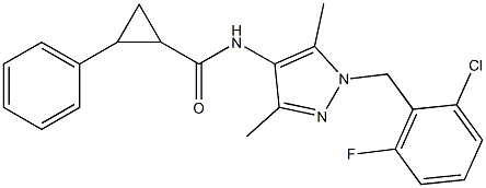 N-[1-(2-chloro-6-fluorobenzyl)-3,5-dimethyl-1H-pyrazol-4-yl]-2-phenylcyclopropanecarboxamide 结构式