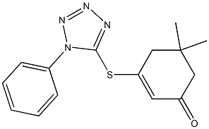 5,5-dimethyl-3-[(1-phenyl-1H-tetraazol-5-yl)sulfanyl]-2-cyclohexen-1-one 结构式
