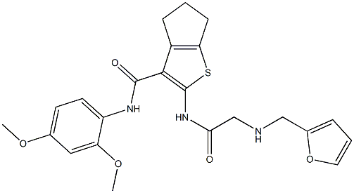 N-(2,4-dimethoxyphenyl)-2-({[(2-furylmethyl)amino]acetyl}amino)-5,6-dihydro-4H-cyclopenta[b]thiophene-3-carboxamide 结构式