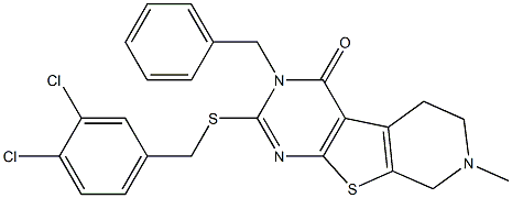 3-benzyl-2-[(3,4-dichlorobenzyl)sulfanyl]-7-methyl-5,6,7,8-tetrahydropyrido[4',3':4,5]thieno[2,3-d]pyrimidin-4(3H)-one 结构式