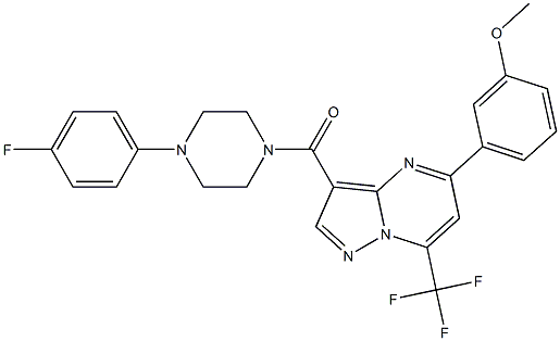 3-{[4-(4-fluorophenyl)-1-piperazinyl]carbonyl}-5-(3-methoxyphenyl)-7-(trifluoromethyl)pyrazolo[1,5-a]pyrimidine 结构式