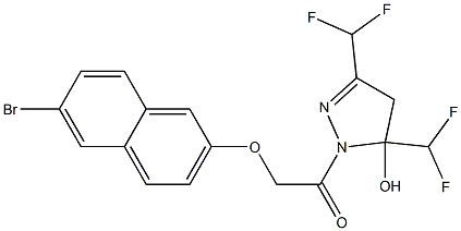 1-{[(6-bromo-2-naphthyl)oxy]acetyl}-3,5-bis(difluoromethyl)-4,5-dihydro-1H-pyrazol-5-ol 结构式