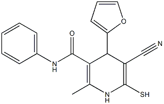 5-cyano-4-(2-furyl)-2-methyl-N-phenyl-6-sulfanyl-1,4-dihydro-3-pyridinecarboxamide 结构式