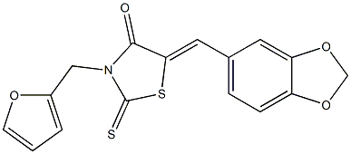 5-(1,3-benzodioxol-5-ylmethylene)-3-(2-furylmethyl)-2-thioxo-1,3-thiazolidin-4-one 结构式