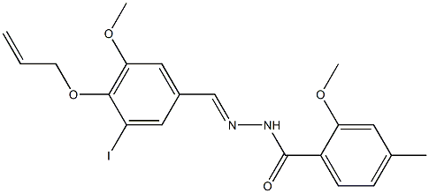 N'-[4-(allyloxy)-3-iodo-5-methoxybenzylidene]-2-methoxy-4-methylbenzohydrazide 结构式