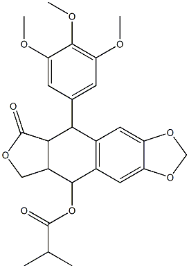 8-oxo-9-(3,4,5-trimethoxyphenyl)-5,5a,6,8,8a,9-hexahydrofuro[3',4':6,7]naphtho[2,3-d][1,3]dioxol-5-yl 2-methylpropanoate 结构式