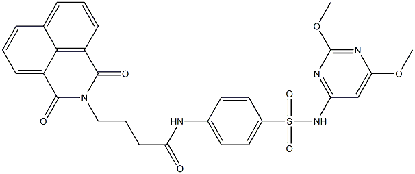 N-(4-{[(2,6-dimethoxy-4-pyrimidinyl)amino]sulfonyl}phenyl)-4-(1,3-dioxo-1H-benzo[de]isoquinolin-2(3H)-yl)butanamide 结构式