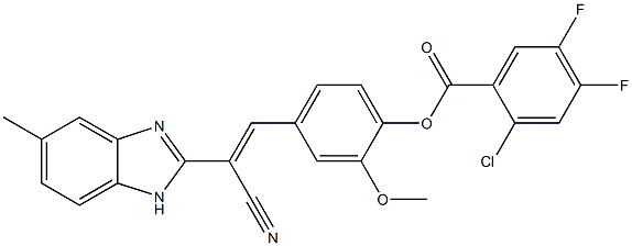 4-[2-cyano-2-(5-methyl-1H-benzimidazol-2-yl)vinyl]-2-methoxyphenyl 2-chloro-4,5-difluorobenzoate 结构式