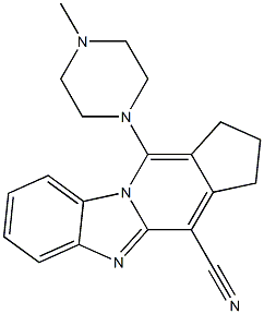 11-(4-methyl-1-piperazinyl)-2,3-dihydro-1H-cyclopenta[4,5]pyrido[1,2-a]benzimidazole-4-carbonitrile 结构式