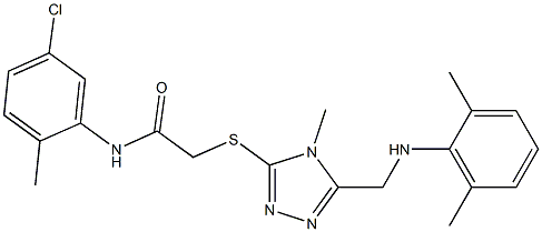 N-(5-chloro-2-methylphenyl)-2-({5-[(2,6-dimethylanilino)methyl]-4-methyl-4H-1,2,4-triazol-3-yl}sulfanyl)acetamide 结构式