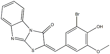 2-(3-bromo-4-hydroxy-5-methoxybenzylidene)[1,3]thiazolo[3,2-a]benzimidazol-3(2H)-one 结构式