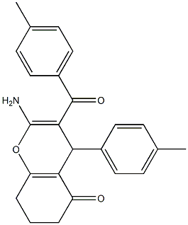 2-amino-3-(4-methylbenzoyl)-4-(4-methylphenyl)-4,6,7,8-tetrahydro-5H-chromen-5-one 结构式