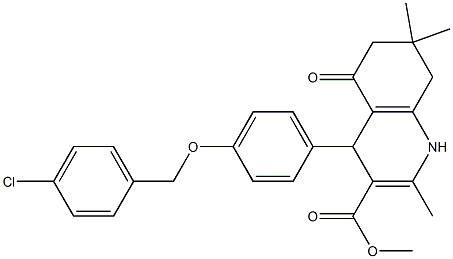 methyl 4-{4-[(4-chlorobenzyl)oxy]phenyl}-2,7,7-trimethyl-5-oxo-1,4,5,6,7,8-hexahydro-3-quinolinecarboxylate 结构式