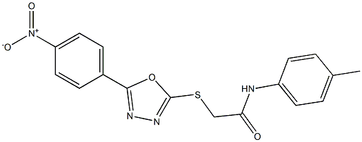 2-[(5-{4-nitrophenyl}-1,3,4-oxadiazol-2-yl)sulfanyl]-N-(4-methylphenyl)acetamide 结构式