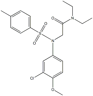 2-{3-chloro-4-methoxy[(4-methylphenyl)sulfonyl]anilino}-N,N-diethylacetamide 结构式