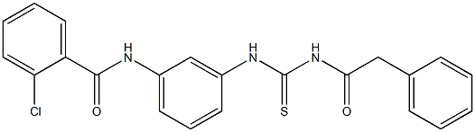 2-chloro-N-[3-({[(phenylacetyl)amino]carbothioyl}amino)phenyl]benzamide 结构式