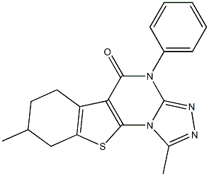 1,8-dimethyl-4-phenyl-6,7,8,9-tetrahydro[1]benzothieno[3,2-e][1,2,4]triazolo[4,3-a]pyrimidin-5(4H)-one 结构式