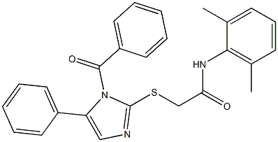 2-[(1-benzoyl-5-phenyl-1H-imidazol-2-yl)sulfanyl]-N-(2,6-dimethylphenyl)acetamide 结构式