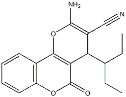 2-amino-4-(1-ethylpropyl)-5-oxo-4H,5H-pyrano[3,2-c]chromene-3-carbonitrile 结构式