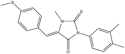 3-(3,4-dimethylphenyl)-1-methyl-5-[4-(methylsulfanyl)benzylidene]-2-thioxoimidazolidin-4-one 结构式