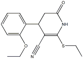 4-(2-ethoxyphenyl)-2-(ethylsulfanyl)-6-oxo-1,4,5,6-tetrahydro-3-pyridinecarbonitrile 结构式